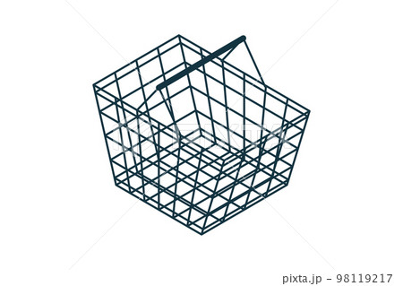 Store basket on white isolated background. Empty realistic wire basket. Store basket on white isolated background. Empty realistic wire basket. 98119217