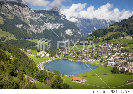 Idyllic landscape of Engelberg village, Obwalden, Swiss Alps, Switzerland Idyllic landscape of Engelberg village, Obwalden, Swiss Alps, Switzerland 98119253