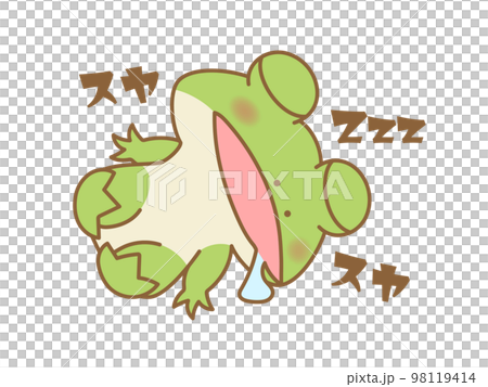 スヤスヤと眠るカエル　オノマトペ 98119414