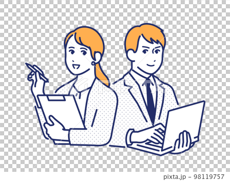 働くビジネスパーソンのシンプルなベクターイラスト素材 98119757