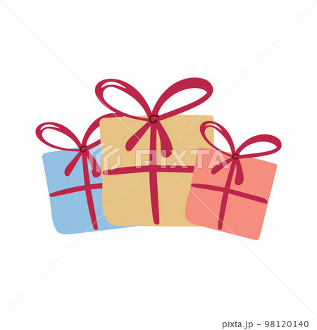 Gift boxes clip art. Closed cardboard boxes with ribbons 98120140