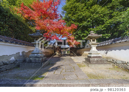 慈眼堂山門　紅葉の季節（滋賀県大津市坂本） 98120363