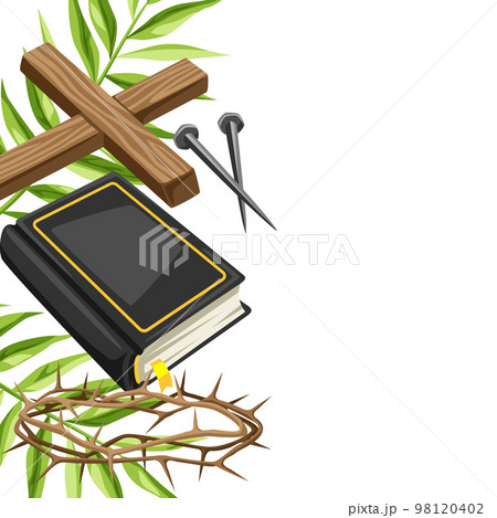 Christian Happy Easter illustration. Religious symbols of faith. Christian Happy Easter illustration. Religious symbols of faith. 98120402