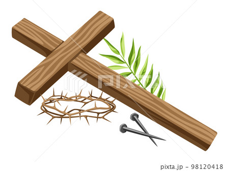 Christian Happy Easter illustration. Religious symbols of faith. Christian Happy Easter illustration. Religious symbols of faith. 98120418