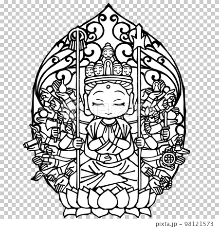 千手観音デフォルメイラストイラスト - No: 22933505｜無料