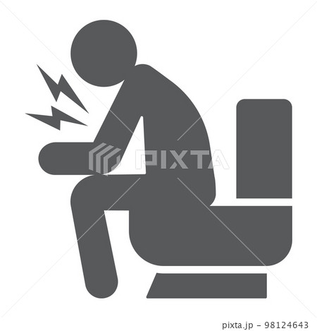 Diarrhea glyph icon, disease and covid-19, man sitting on toilet sign, vector graphics, a solid icon on a white background, eps 10 Diarrhea glyph icon, disease and covid-19, man sitting on toilet sign, vector graphics, a solid icon on a white background, eps 10 98124643