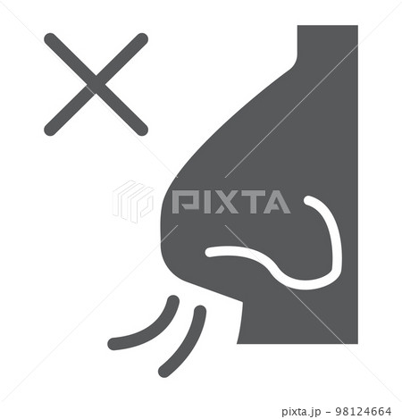No smell symptom glyph icon, infection and covid-19, coronavirus symptom sign, vector graphics, a solid icon on a white background, eps 10 98124664