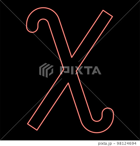 Neon chi greek symbol small letter lowercase font red color vector illustration image flat style 98124694