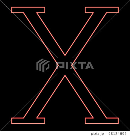 Neon chi greek symbol capital letter uppercase font red color vector illustration image flat style Neon chi greek symbol capital letter uppercase font red color vector illustration image flat style 98124695