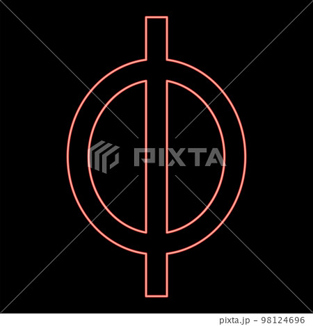 Neon phi greek symbol small letter lowercase font red color vector illustration image flat style 98124696