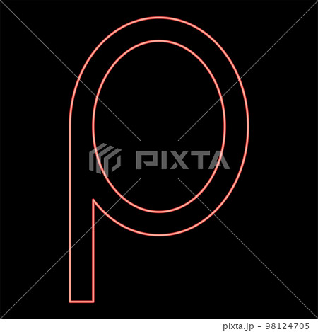 Neon rho greek symbol small letter lowercase font red color vector illustration image flat style 98124705