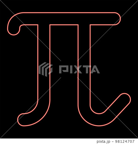 Neon pi greek symbol small letter lowercase font red color vector illustration image flat style 98124707