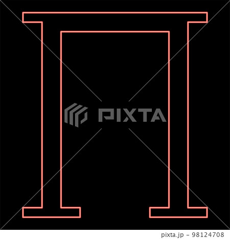 Neon pi greek symbol capital letter uppercase font red color vector illustration image flat style Neon pi greek symbol capital letter uppercase font red color vector illustration image flat style 98124708