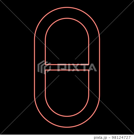 Neon theta greek small symbol lowercase letter font red color vector illustration image flat style 98124727