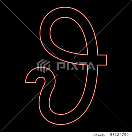 Neon theta greek symbol Teta Zeta red color vector illustration image flat style 98124790