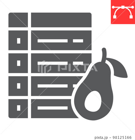 Diet plan glyph icon, avocado and keto diet, week plan sign vector graphics, editable stroke solid icon, eps 10 98125166
