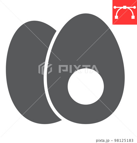 Boiled egg glyph icon, fitness and keto diet, egg food sign vector graphics, editable stroke solid icon, eps 10 98125183