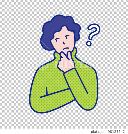 疑問を感じて首をかしげるイメージの20代〜40代タートルネックを着た男性の上半身イラスト素材 疑問を感じて首をかしげるイメージの20代〜40代タートルネックを着た男性の上半身イラスト素材 98125542