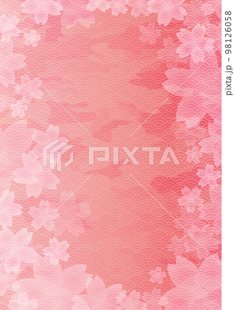 ピンクの春色背景イラスト　桜の花びら　 98126058