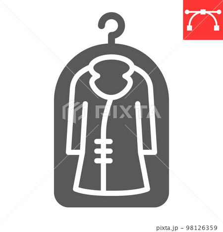 Cover fot clothes glyph icon, dry cleaning and wash, coat sign vector graphics, editable stroke solid icon, eps 10 98126359