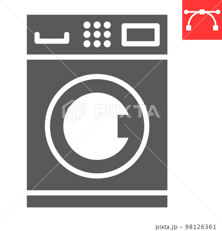 Self service laundry glyph icon, dry cleaning and wash, washing machine sign vector graphics, editable stroke solid icon, eps 10 98126361