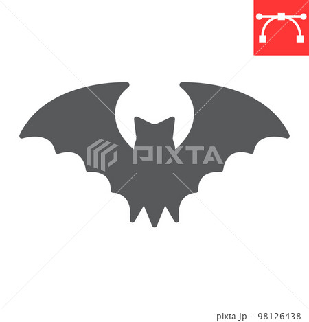 Bat glyph icon, halloween and scary, bat sign vector graphics, editable stroke solid icon, eps 10 Bat glyph icon, halloween and scary, bat sign vector graphics, editable stroke solid icon, eps 10 98126438