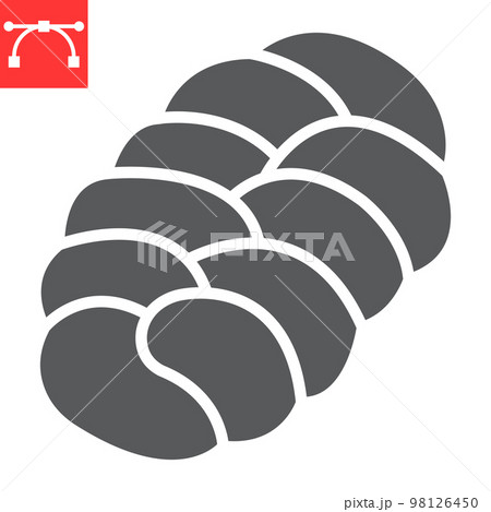 Challah glyph icon, bread and loaf, braided bread sign vector graphics, editable stroke solid icon, eps 10 98126450