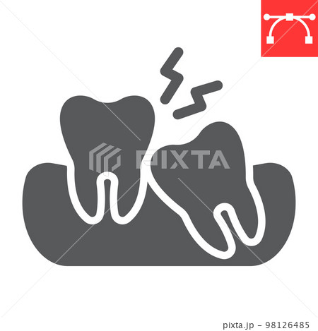 Wisdom teeth glyph icon, dental and stomatolgy, impacted tooth sign vector graphics, editable stroke solid icon, eps 10 98126485