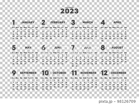 Simple annual calendar for 2023-Sunday start, 12 months, 1 year calendar-A4 ratio Simple annual calendar for 2023-Sunday start, 12 months, 1 year calendar-A4 ratio 98126709