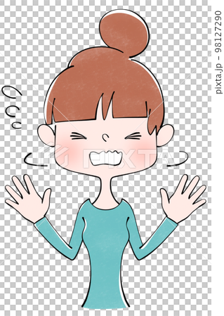 舉手搖頭的害羞女人的插圖 98127290