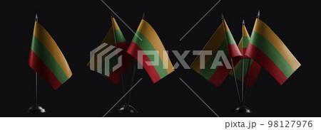 Small national flags of the Lithuania on a black background Small national flags of the Lithuania on a black background 98127976