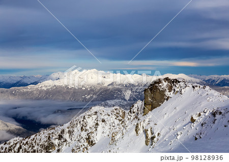 Canadian Mountain Landscape Nature Background covered in snow. Whistler 98128936