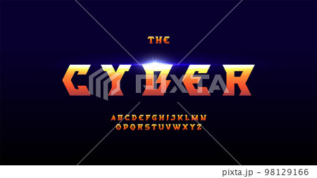 Bold futuristic font, geometric modern futuristic alphabet. Cyber gaming style letters for logo and headlines of sport, esport, scifi, space, tech. Vector typographic design 98129166