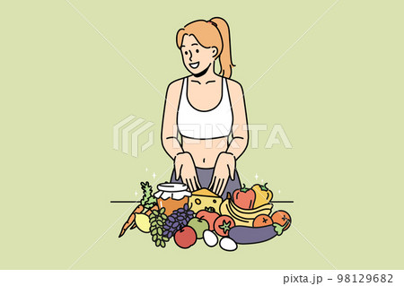 Smiling woman recommend organic products  98129682