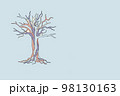 Decorative tree and roots illustration. Symbolizing growth - intertwined tree roots and branches. Family tree. Banner, cover, mockup, for you design 98130163