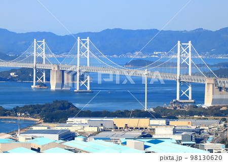 【香川県】晴天の青ノ山展望台から見た瀬戸大橋（全景） 98130620