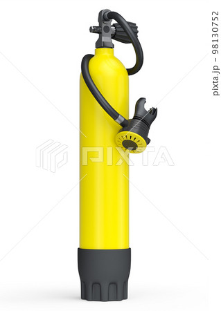 Yellow diving tank full oxygen for snorkeling isolated on a white background 98130752