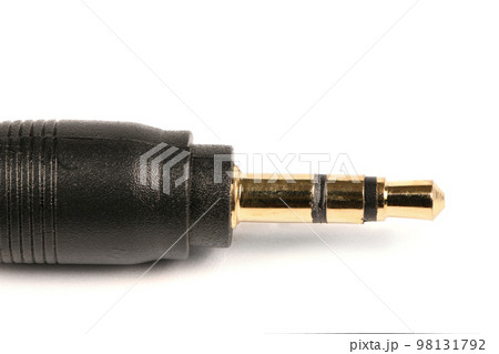 Audio jack, headphone jack, isolated on a white background. Extreme closeup. Audio jack, headphone jack, isolated on a white background. Extreme closeup. 98131792