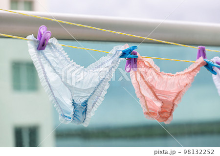 Female panties hanging on rope - Stock Photo [98132252] - PIXTA