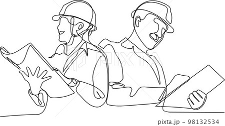 construction manager and engineer working on building site. Vector illustration 98132534