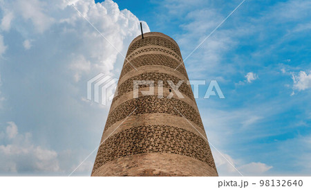 Old Burana tower located on famous Silk road, Kyrgyzstan, is an 11th century minaret located in the Chuy Valley. It is a popular tourist attraction in the region. Old Burana tower located on famous Silk road, Kyrgyzstan, is an 11th century minaret located in the Chuy Valley. It is a popular tourist attraction in the region. 98132640