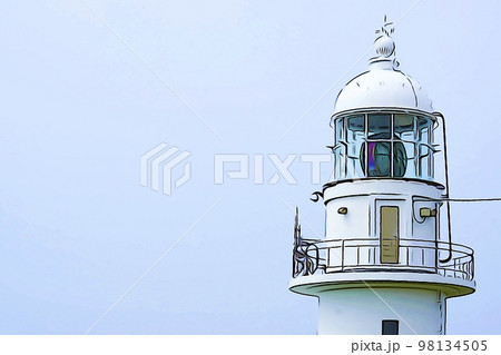 パステル調　”青空とえりも岬灯台　北海道”　イラストイメージ 98134505