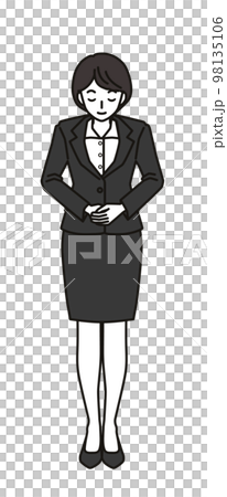 お辞儀をするスーツを着た女性 98135106