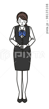 窓口でお辞儀をする女性 98135108