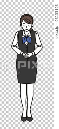 窓口でお辞儀をする女性 98135108