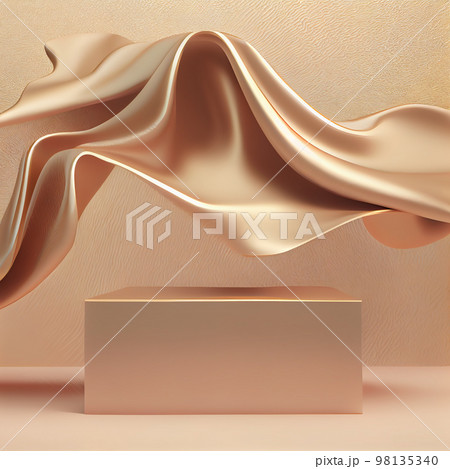 Minimal modern 3d podium with art deco arc. pedestal platform for product cosmetic, fashion studio display. Nomination award stand mockup, realistic scene render design. Geometric empty stage 98135340