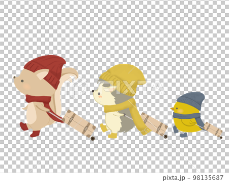 去旅行的動物插圖 沒有線 98135687