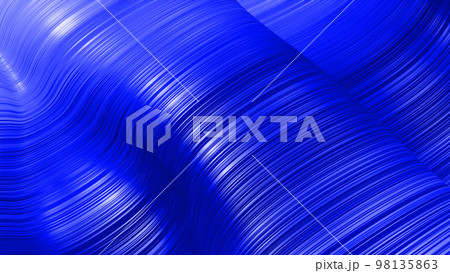 3d render. Shining blue surface, bright colorful background. Beautiful abstract background of waves on surface, color gradients, extruded lines as striped fabric surface with folds or waves on liquid 3d render. Shining blue surface, bright colorful background. Beautiful abstract background of waves on surface, color gradients, extruded lines as striped fabric surface with folds or waves on liquid 98135863