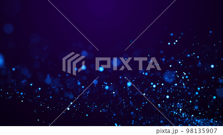 Magical sparkles of light form abstract structures. Blue glow particles with amazing bokeh for fantastic background. 3d render. 98135907