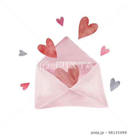 Watercolor illustration of cute valentine objects ,cute item vector design,envelope Watercolor illustration of cute valentine objects ,cute item vector design,envelope 98135999